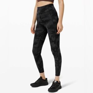Lululemon Invigorate High-Rise Crop Black Camouflage Leggings